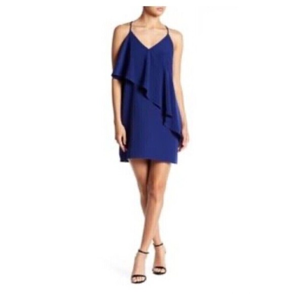 A by Amanda Uprichard Cascading Ruffle Dress in Blue Women’s Size M Sleeveless - Picture 3 of 15